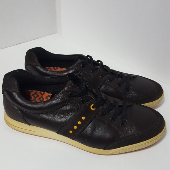 ecco black leather sneakers